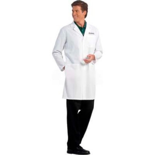 Superior Surgical Manufacturing Fashion Seal Men's Lab Coat, 41inL, 100% Cotton, Size 40, White 420-40